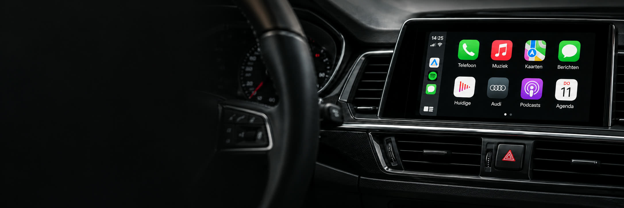 Dashboard met Apple CarPlay op het scherm